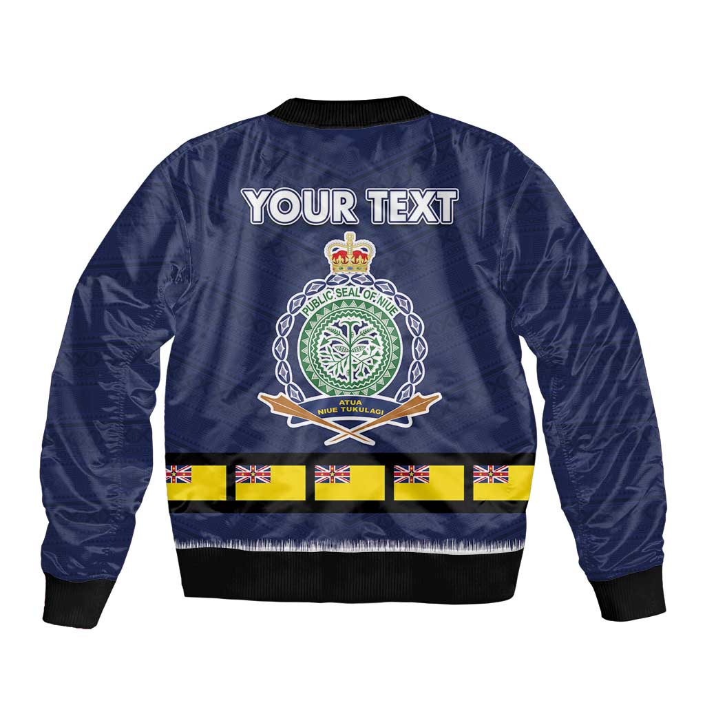Niue Merry Christmas Sleeve Zip Bomber Jacket Santa Suit Style With Hiapo Pattern