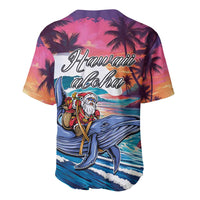 Hawaiian Mele Kalikimaka Baseball Jersey Santa Claus Driving The Whale with Sunset Ocean Landscape LT03 - Polynesian Pride