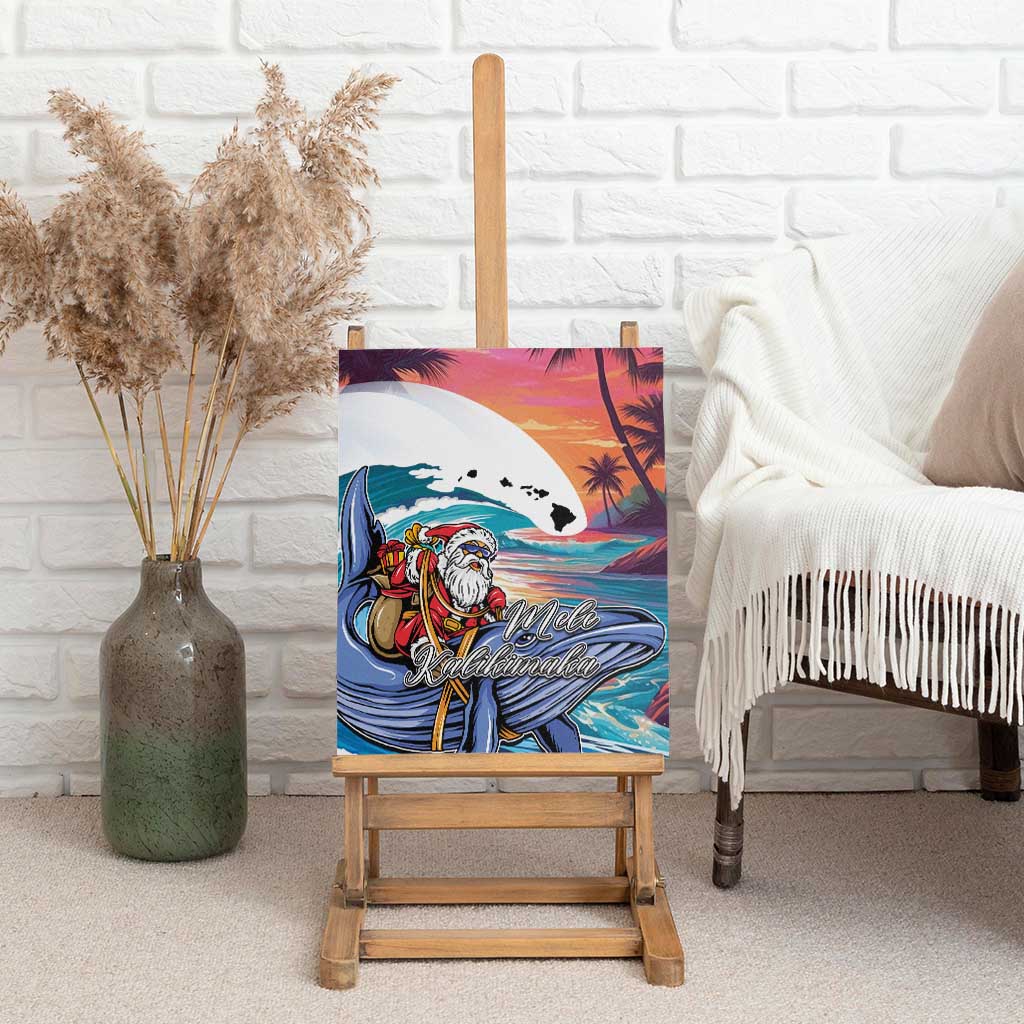 Hawaiian Mele Kalikimaka Canvas Wall Art Santa Claus Driving The Whale with Sunset Ocean Landscape LT03 - Polynesian Pride