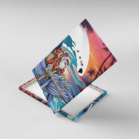 Hawaiian Mele Kalikimaka Canvas Wall Art Santa Claus Driving The Whale with Sunset Ocean Landscape LT03 With Frame Blue - Polynesian Pride