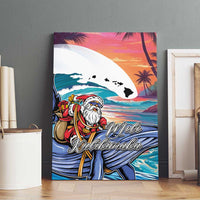 Hawaiian Mele Kalikimaka Canvas Wall Art Santa Claus Driving The Whale with Sunset Ocean Landscape LT03 - Polynesian Pride