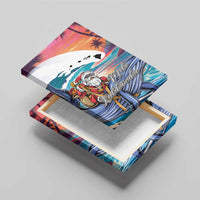 Hawaiian Mele Kalikimaka Canvas Wall Art Santa Claus Driving The Whale with Sunset Ocean Landscape LT03 - Polynesian Pride