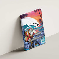 Hawaiian Mele Kalikimaka Canvas Wall Art Santa Claus Driving The Whale with Sunset Ocean Landscape LT03 - Polynesian Pride