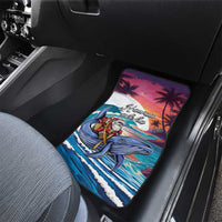 Hawaiian Mele Kalikimaka Car Mats Santa Claus Driving The Whale with Sunset Ocean Landscape LT03 - Polynesian Pride