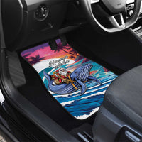 Hawaiian Mele Kalikimaka Car Mats Santa Claus Driving The Whale with Sunset Ocean Landscape LT03 - Polynesian Pride