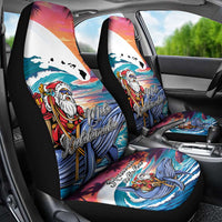 Hawaiian Mele Kalikimaka Car Seat Cover Santa Claus Driving The Whale with Sunset Ocean Landscape LT03 - Polynesian Pride