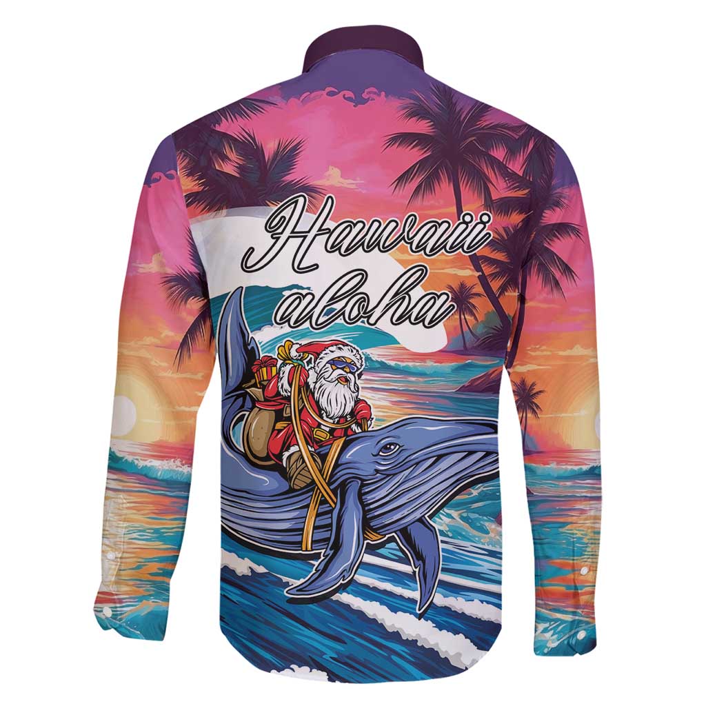 Hawaiian Mele Kalikimaka Family Matching Off Shoulder Maxi Dress and Hawaiian Shirt Santa Claus Driving The Whale with Sunset Ocean Landscape LT03 - Polynesian Pride