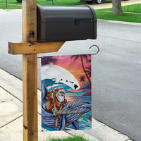 Hawaiian Mele Kalikimaka Garden Flag Santa Claus Driving The Whale with Sunset Ocean Landscape LT03 - Polynesian Pride