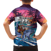 Hawaiian Mele Kalikimaka Hawaiian Shirt Santa Claus Driving The Whale with Sunset Ocean Landscape LT03 - Polynesian Pride