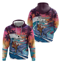 Hawaiian Mele Kalikimaka Hoodie Santa Claus Driving The Whale with Sunset Ocean Landscape LT03 - Polynesian Pride