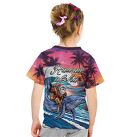 Hawaiian Mele Kalikimaka Kid T Shirt Santa Claus Driving The Whale with Sunset Ocean Landscape LT03 - Polynesian Pride