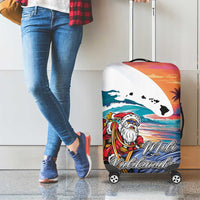Hawaiian Mele Kalikimaka Luggage Cover Santa Claus Driving The Whale with Sunset Ocean Landscape LT03 - Polynesian Pride