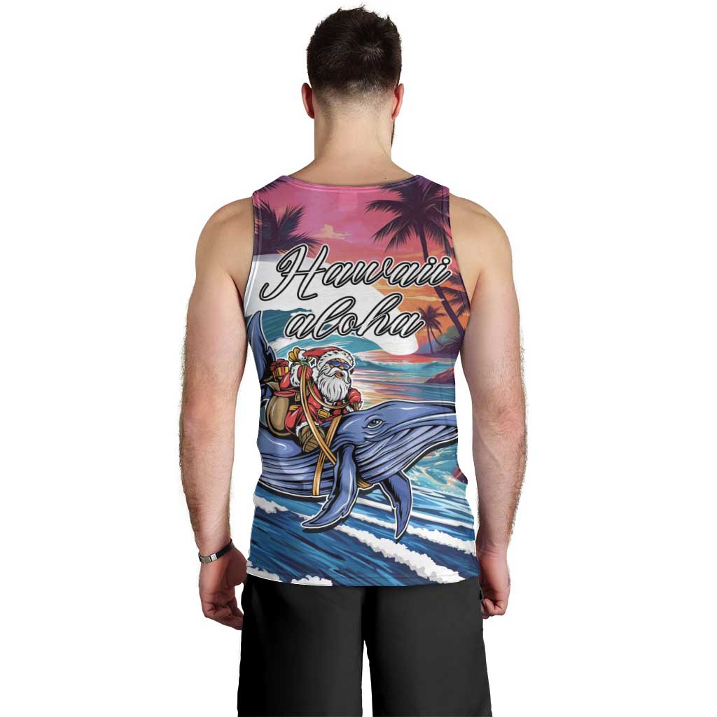 Hawaiian Mele Kalikimaka Men Tank Top Santa Claus Driving The Whale with Sunset Ocean Landscape LT03 - Polynesian Pride
