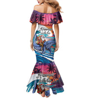 Hawaiian Mele Kalikimaka Mermaid Dress Santa Claus Driving The Whale with Sunset Ocean Landscape LT03 - Polynesian Pride