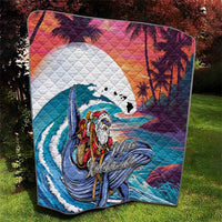 Hawaiian Mele Kalikimaka Quilt Santa Claus Driving The Whale with Sunset Ocean Landscape LT03 - Polynesian Pride