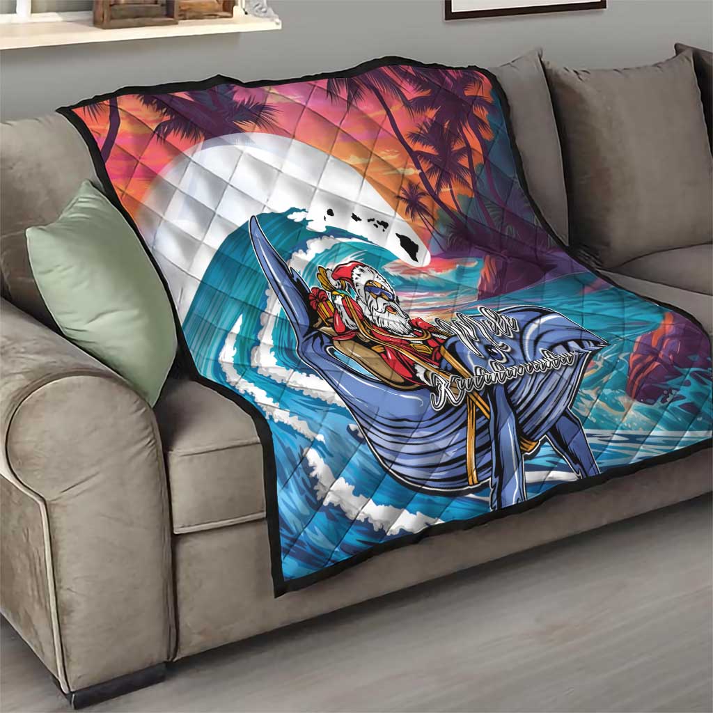Hawaiian Mele Kalikimaka Quilt Santa Claus Driving The Whale with Sunset Ocean Landscape LT03 - Polynesian Pride