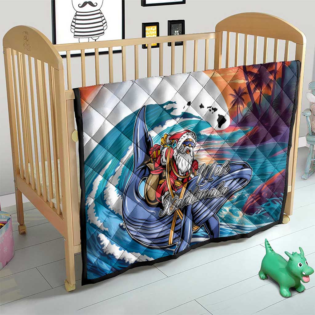 Hawaiian Mele Kalikimaka Quilt Santa Claus Driving The Whale with Sunset Ocean Landscape LT03 - Polynesian Pride
