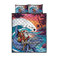 Hawaiian Mele Kalikimaka Quilt Bed Set Santa Claus Driving The Whale with Sunset Ocean Landscape LT03 - Polynesian Pride