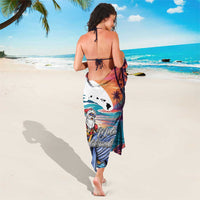 Hawaiian Mele Kalikimaka Sarong Santa Claus Driving The Whale with Sunset Ocean Landscape LT03 - Polynesian Pride