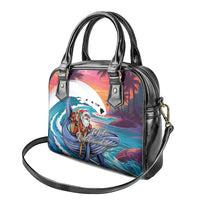Hawaiian Mele Kalikimaka Shoulder Handbag Santa Claus Driving The Whale with Sunset Ocean Landscape LT03 - Polynesian Pride