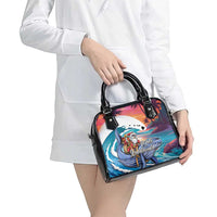 Hawaiian Mele Kalikimaka Shoulder Handbag Santa Claus Driving The Whale with Sunset Ocean Landscape LT03 - Polynesian Pride