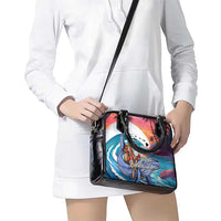 Hawaiian Mele Kalikimaka Shoulder Handbag Santa Claus Driving The Whale with Sunset Ocean Landscape LT03 - Polynesian Pride