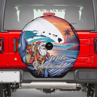 Hawaiian Mele Kalikimaka Spare Tire Cover Santa Claus Driving The Whale with Sunset Ocean Landscape LT03 - Polynesian Pride