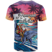Hawaiian Mele Kalikimaka T Shirt Santa Claus Driving The Whale with Sunset Ocean Landscape LT03 - Polynesian Pride