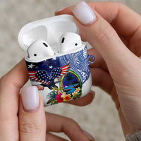 Guam and United States Together AirPods Case Bald Eagle and Guam Seal with Flower and Tribal Tattoos LT03 - Polynesian Pride