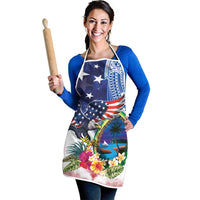 Guam and United States Together Apron Bald Eagle and Guam Seal with Flower and Tribal Tattoos LT03 - Polynesian Pride