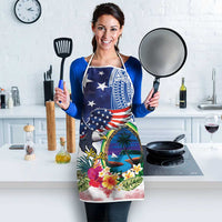 Guam and United States Together Apron Bald Eagle and Guam Seal with Flower and Tribal Tattoos LT03 - Polynesian Pride