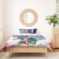 Guam and United States Together Bedding Set Bald Eagle and Guam Seal with Flower and Tribal Tattoos LT03 - Polynesian Pride
