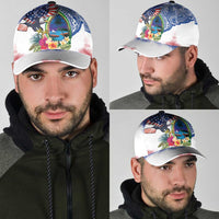 Guam and United States Together Classic Cap Bald Eagle and Guam Seal with Flower and Tribal Tattoos LT03 - Polynesian Pride
