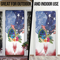 Guam and United States Together Door Cover Bald Eagle and Guam Seal with Flower and Tribal Tattoos LT03 - Polynesian Pride