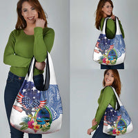 Guam and United States Together Grocery Bag Bald Eagle and Guam Seal with Flower and Tribal Tattoos LT03 - Polynesian Pride