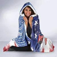 Guam and United States Together Hooded Blanket Bald Eagle and Guam Seal with Flower and Tribal Tattoos LT03 - Polynesian Pride