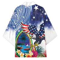 Guam and United States Together Kimono Bald Eagle and Guam Seal with Flower and Tribal Tattoos LT03 - Polynesian Pride
