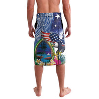 Guam and United States Together Lavalava Bald Eagle and Guam Seal with Flower and Tribal Tattoos LT03 - Polynesian Pride