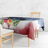 Guam and United States Together Tablecloth Bald Eagle and Guam Seal with Flower and Tribal Tattoos LT03 - Polynesian Pride