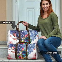 Guam and United States Together Travel Bag Bald Eagle and Guam Seal with Flower and Tribal Tattoos LT03 - Polynesian Pride