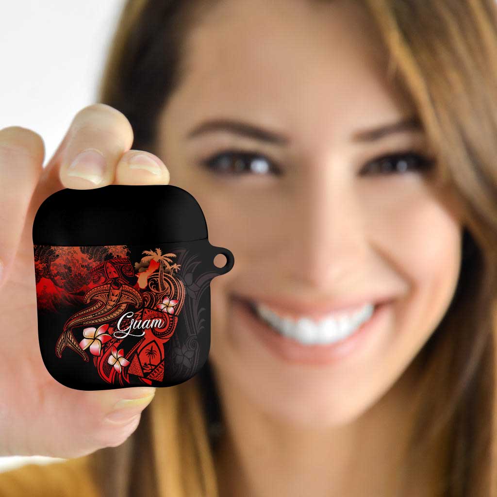 Guam Tribal Chamorro AirPods Case Polynesian Shark with Plumeria and Sea Vibe - Polynesian Pride