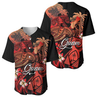 Guam Tribal Chamorro Baseball Jersey Polynesian Shark with Plumeria and Sea Vibe - Polynesian Pride
