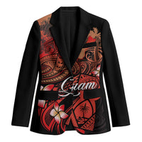 Guam Tribal Chamorro Blazer Polynesian Shark with Plumeria and Sea Vibe LT03 Unisex Black - Polynesian Pride