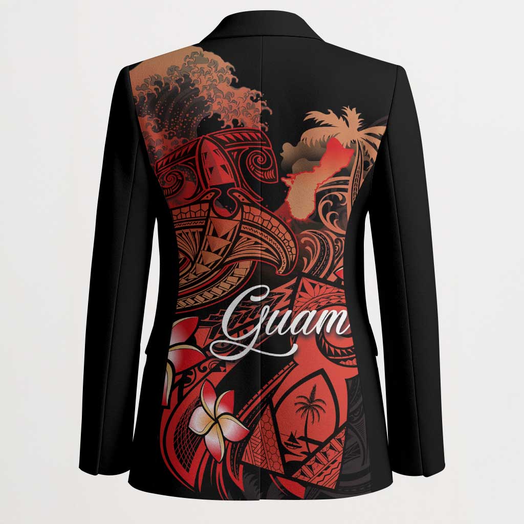 Guam Tribal Chamorro Blazer Polynesian Shark with Plumeria and Sea Vibe LT03 - Polynesian Pride