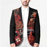 Guam Tribal Chamorro Blazer Polynesian Shark with Plumeria and Sea Vibe LT03 - Polynesian Pride