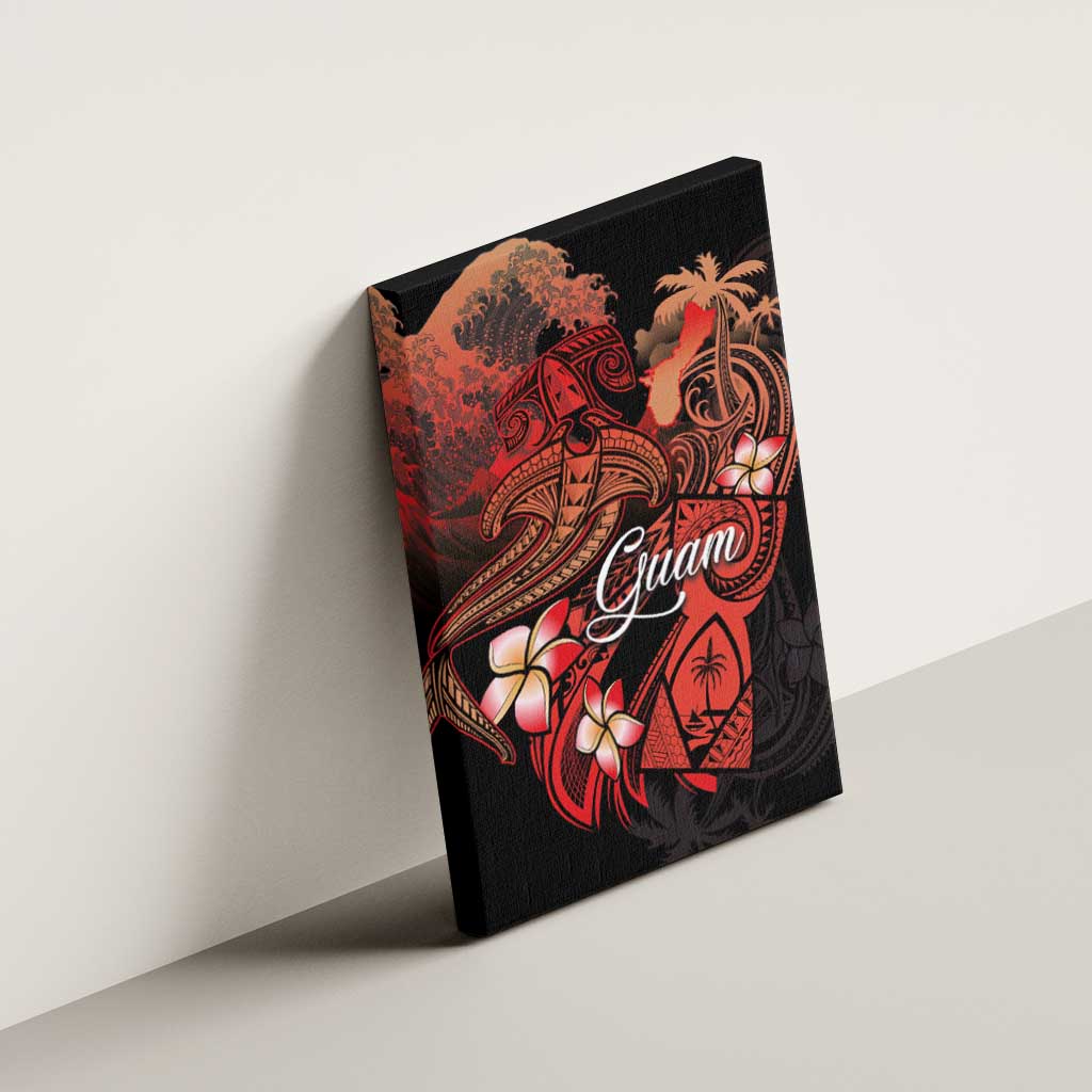 Guam Tribal Chamorro Canvas Wall Art Polynesian Shark with Plumeria and Sea Vibe - Polynesian Pride