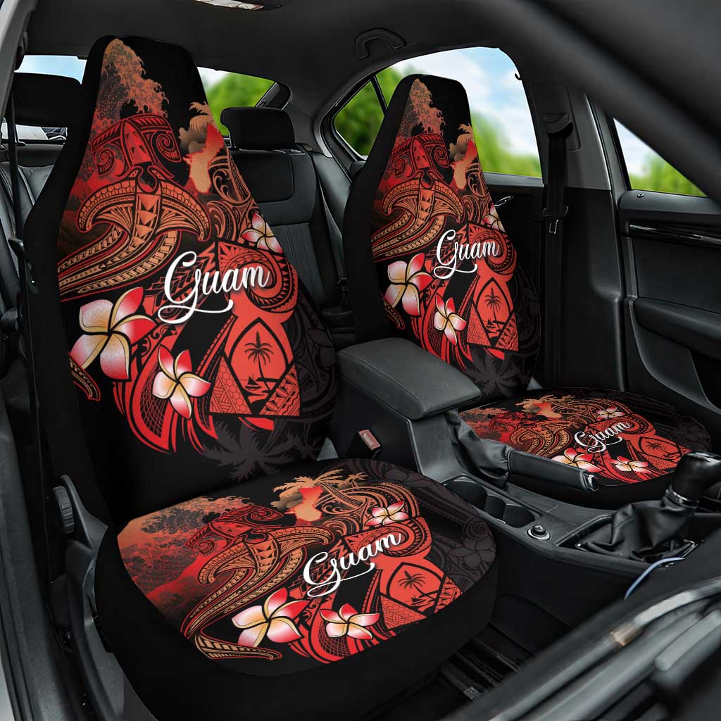 Guam Tribal Chamorro Car Seat Cover Polynesian Shark with Plumeria and Sea Vibe - Polynesian Pride