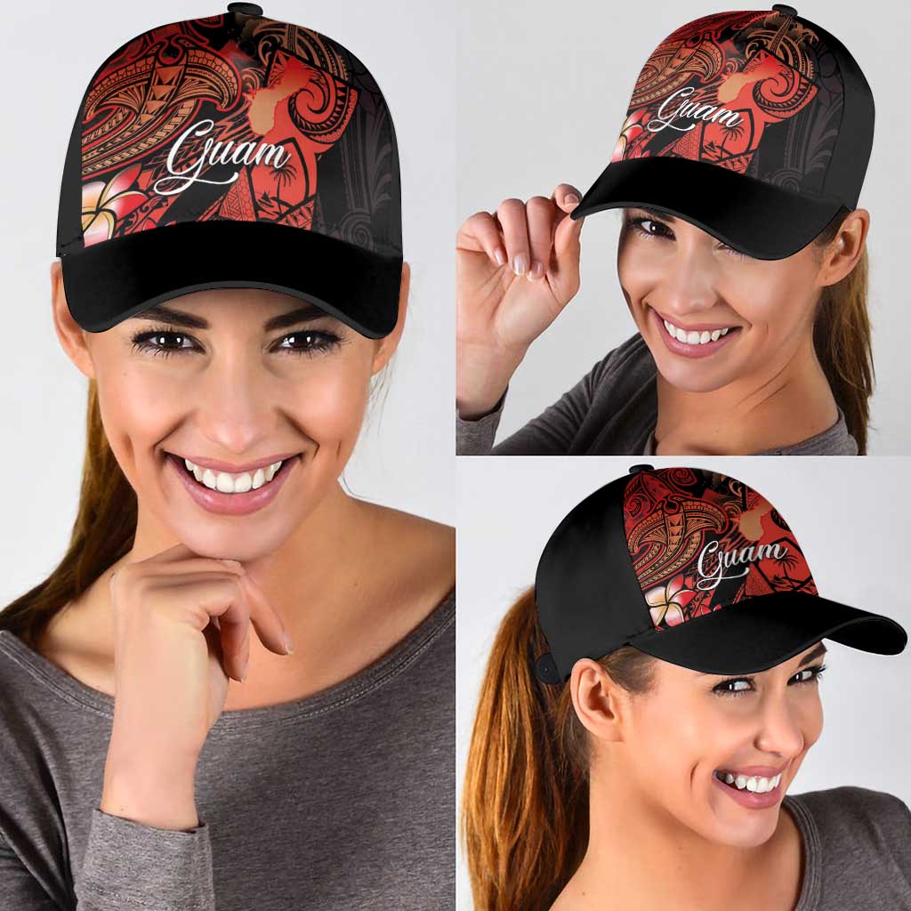 Guam Tribal Chamorro Classic Cap Polynesian Shark with Plumeria and Sea Vibe LT03 - Polynesian Pride