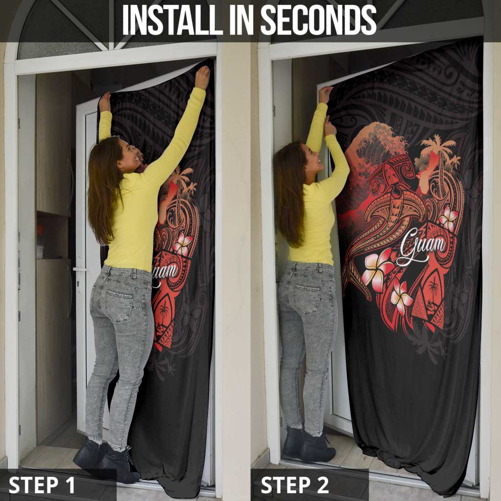 Guam Tribal Chamorro Door Cover Polynesian Shark with Plumeria and Sea Vibe LT03 - Polynesian Pride