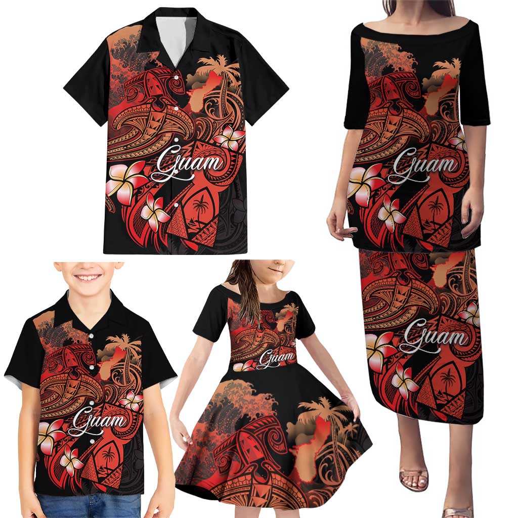 Guam Tribal Chamorro Family Matching Puletasi and Hawaiian Shirt Polynesian Shark with Plumeria and Sea Vibe LT03 - Polynesian Pride